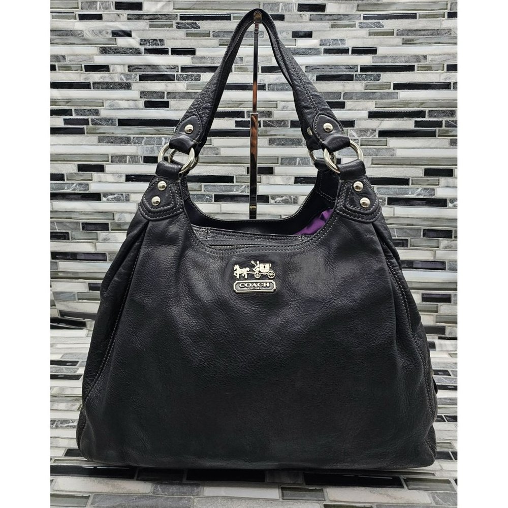 Coach Madison Maggie Black Leather Shoulder Bag